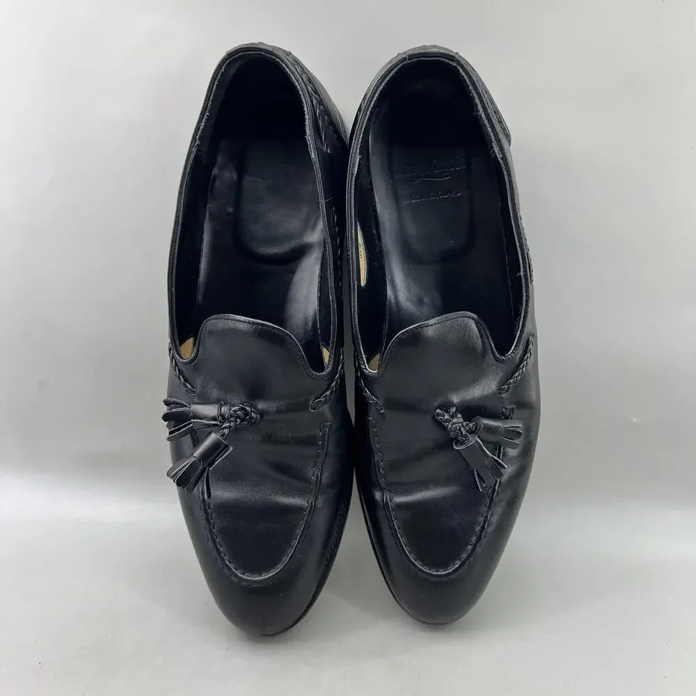Stuart's Choice Tassel Loafers Men Size 11.5 D Black Leather Dress Slip On Shoes